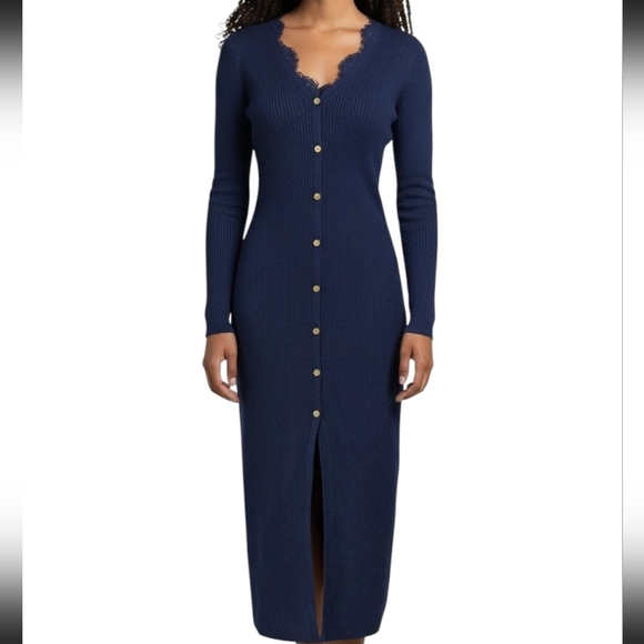 blue button down midi dress Donna Button Down Midi Dress main image 0